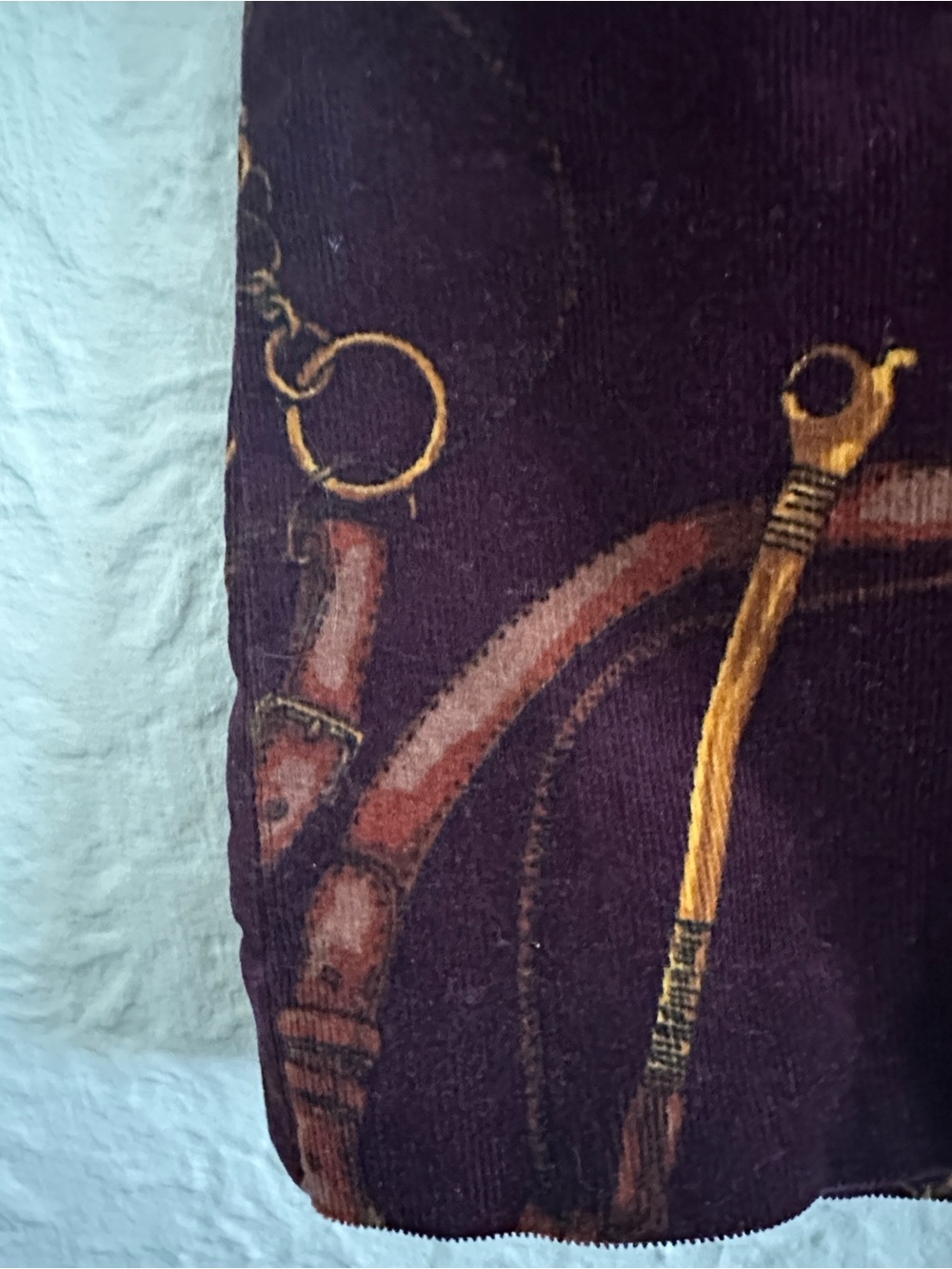 Talbots Dark Plum Purple Equestrian Bridle and Bit Pattern Corduroy Skirt NWT 10 - Picture 4 of 7